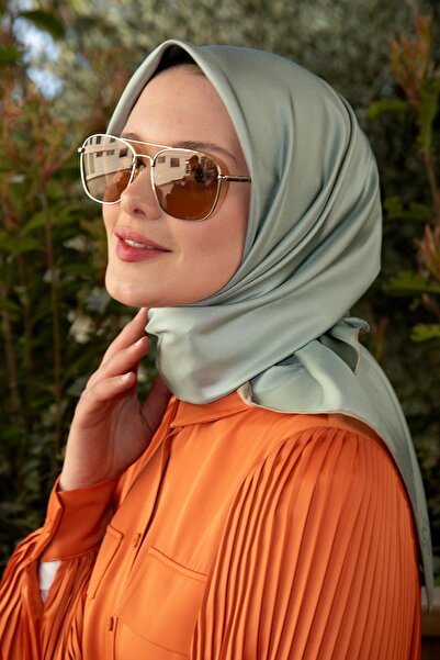 Levidor Διπλής όψης Τουίλ Μετάξι Κασκόλ Μέντα-Χρυσό