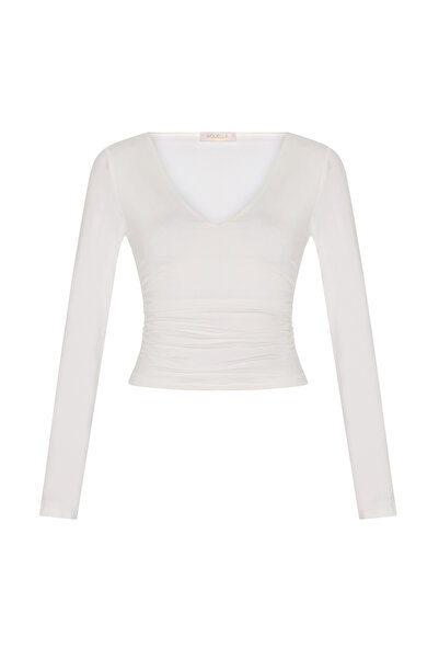 AQUELLA Λευκή μπλούζα με λαιμόκοψη σε σχήμα V