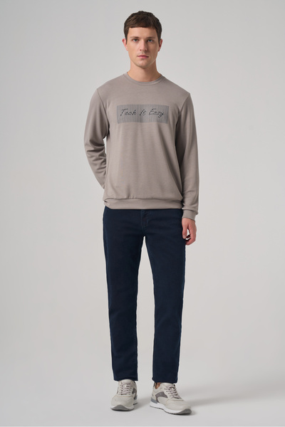 Morven Men's Stone Trend Printed Crew Neck Sweat-Shirt