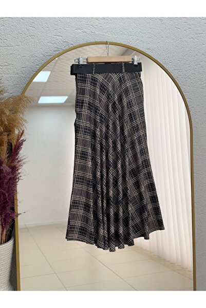 MİHRA STORE Φούστα με σχέδιο Filisia-GS6448 Μαύρη