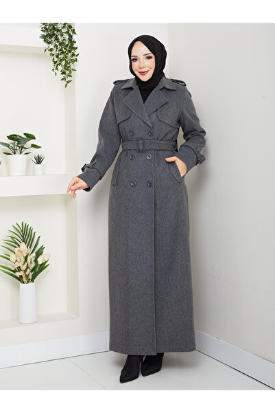 Moda İncir Double-Breasted Collared Coat