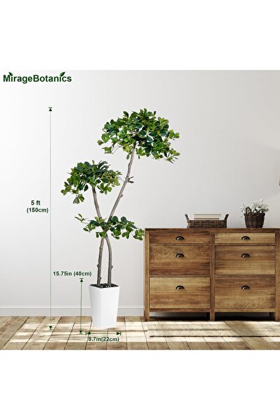 MirageBotanics 5ft Artificial Black Olive Tree with 959 Lifelike Leaves and Planter