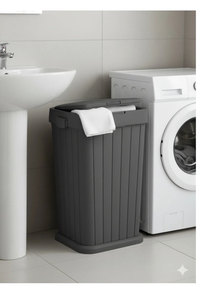 BAYKAL HOME 40 L Kapaklı Çamaşır Sepeti – Kalın Plastik – Koku Yapmaz – Büyük...