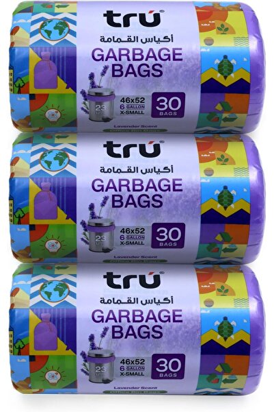 Tru ® أكياس قمامة برائحة اللافندر، لفافة مضغوطة، 46×52 سم، 6 جالون (30 كيس × ...