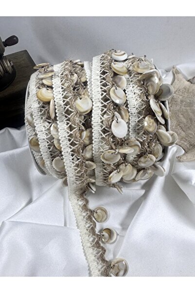 jasmina store yuvarlak deniz kabuğu detaylı naturel şerit dantel(1mt)