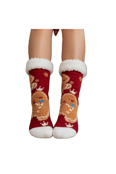 OEM 1 pair of Christmas themed fleece socks for women, non-slip, 31508-4
