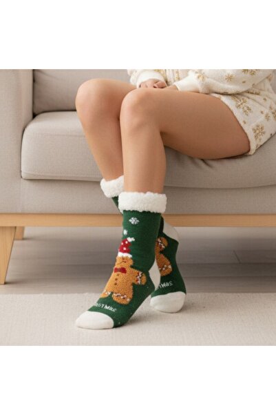 OEM 1 pair of Christmas themed fleece socks for women, non-slip, 31508-4