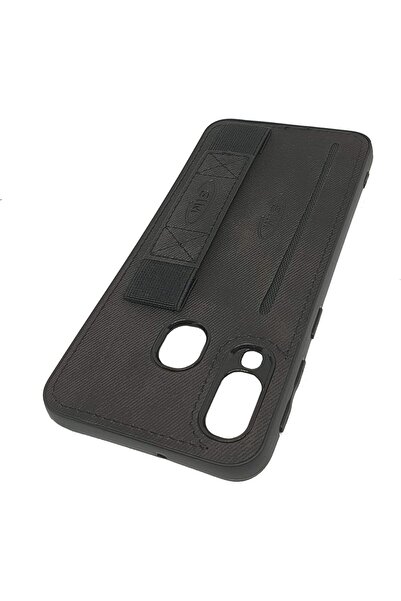 Other Fabric back protective case with grip and card slot for Samsung Galaxy A40 - Black