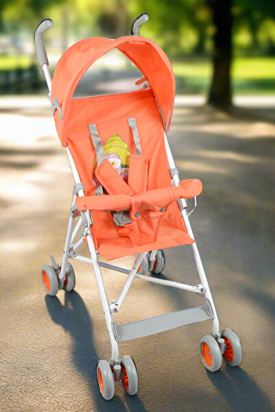 REDTAG Orange Printed Baby Buggy With Round Canopy