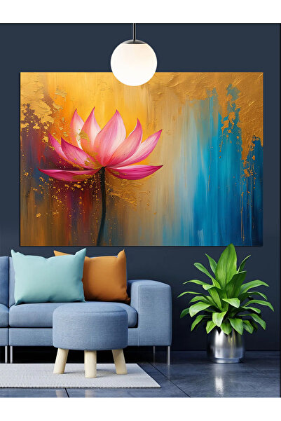Artmeg Pânză decorativă cu floare de lotus roz - Tablou din lemn MDF