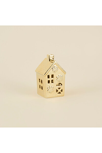 Karaca Home New Year Yılbaşı Gold House Ledli Dekoratif Obje 8,5 x 8,3 x 14,4 cm