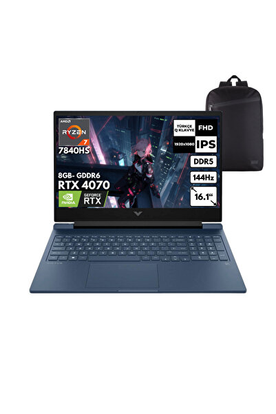 HP Victus 16-s0007nt Ryzen 7-7840HS 32GB 1TB RTX4070 16.1" FHD Freedos + S.Ça...