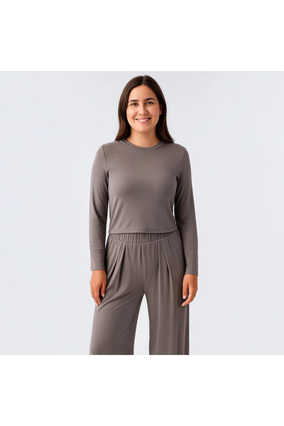 Penelope Relax Crop Wide Leg Stretchy Viscose Pajama Set - Vızons