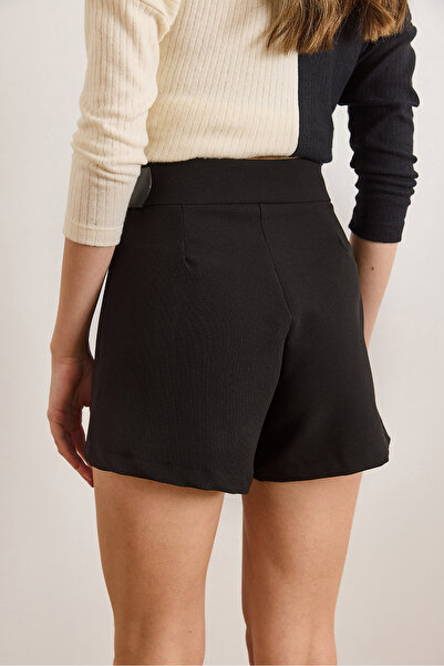 Olalook Women's Brown Shorts Pleated Belt Detailed Mini Skirt Etk-19000370