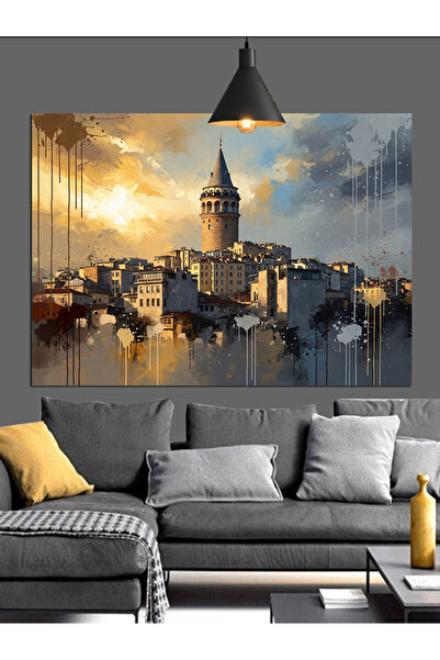 karizmart İstanbul Boğazı Galata Kulesi Dekoratif Kanvas - Mdf Ahşap Tablo