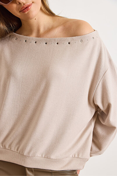 Olalook Women's Stone Bird's Eye Detailed Soft Blouse Blz-19003174