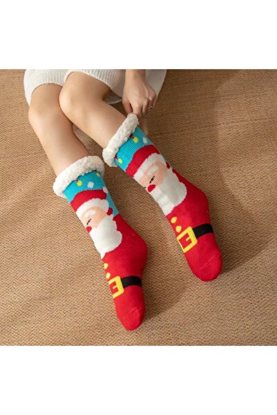 OEM 1 pair of Christmas themed fleece socks for women, non-slip, 31508-7