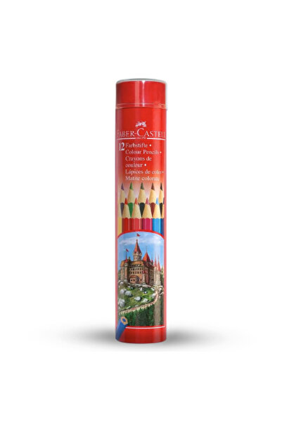 Faber Castell أقلام تلوين كلاسيكية - علبة معدنية دائرية مكونة من 12 لونًا