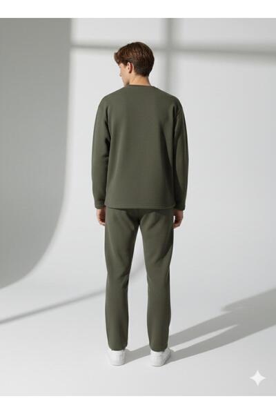 ribana Unisex Crew Neck Printed Pockets Long Sleeve 2-Piece Set