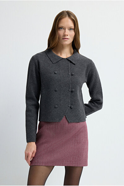 adL Düğme Detaylı Triko Hırka