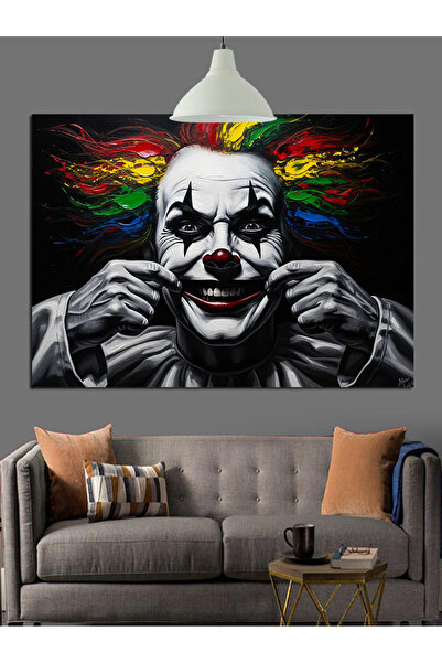 KanvasSepeti Clown Scary Pictură în ulei de înaltă calitate texturat Canvas C...