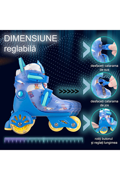 ACTION ONE Beginner roller set, S (31-34), light wheels, with helmet, protectors, bag, blue