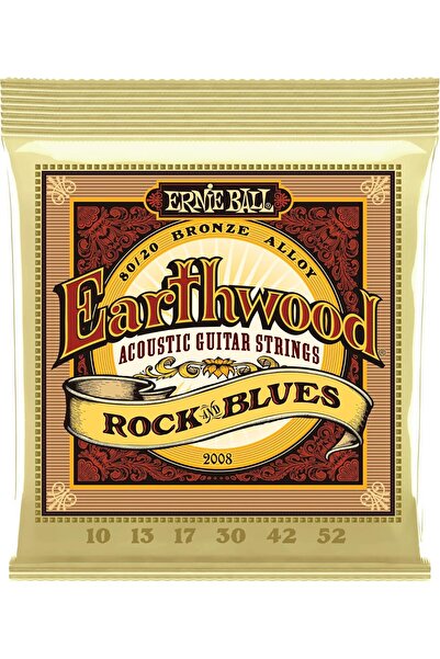 Ernie Ball أوتار جيتار أكوستيك برونزية من Earthwood Rock & Blues مقاس 80/20، ...