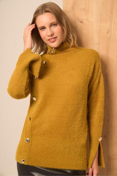 FTZ WOMEN Women's Button Detail Sweater Mustard 25064