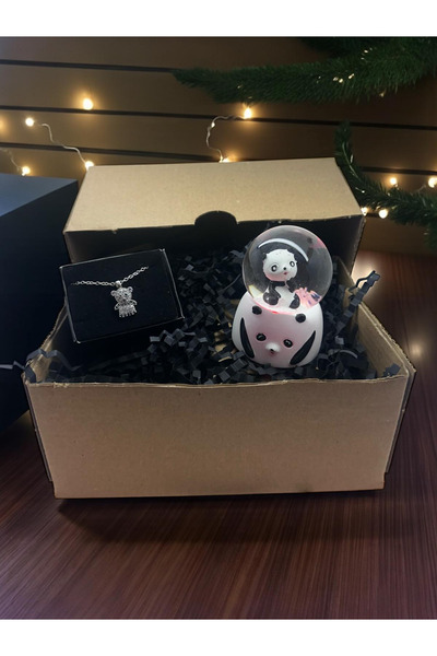 Lapidaria Kutu İçerisinde Panda Temalı Işıklı Kar Küresi Küçük Boy Ve Panda K...