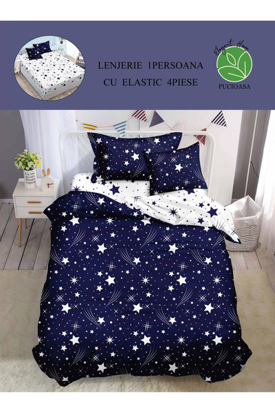 FIONNA.RO Fine Bed Linen with Elastic 1 Person - Galaxy of Stars