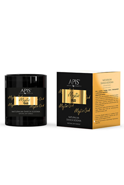 Apis Natural Cosmetics Lumanare naturala din soia Mystic Oud pentru Aromaterapie si Masaj cu note orientale, 220 g