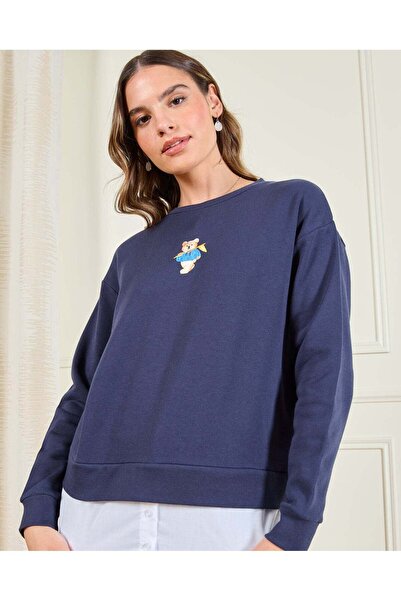 REDTAG Women Navy Twofer Sweatshirt