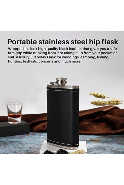 zola Pocket metal bottle, for drinking, black, 270 ml, stainless steel, 14.7x9.5 cm