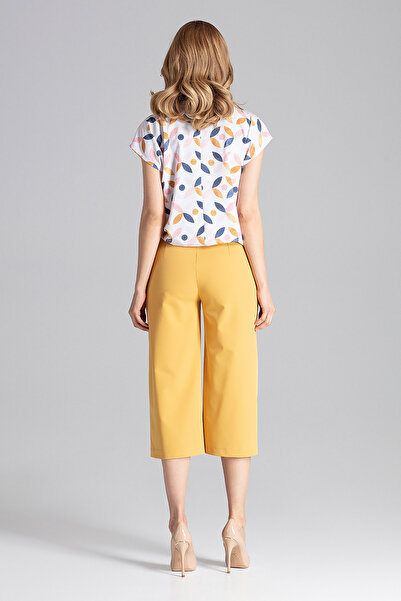 Figl Women's culottes - Yellow 7/8 wide leg pants M655 size S