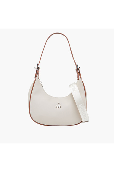 United Colors of Benetton UCB Textured Baguette Bag with Adjustable Strap