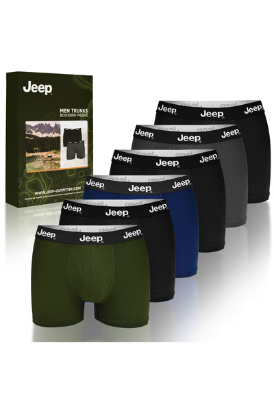 Jeep Men's Cotton Boxer Shorts, Jeep, Logo, Dark Colors, set of 6 pieces