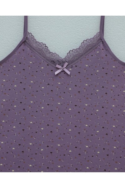 Modamorfo Lace Patterned Tank Top with Rope Straps - Purple