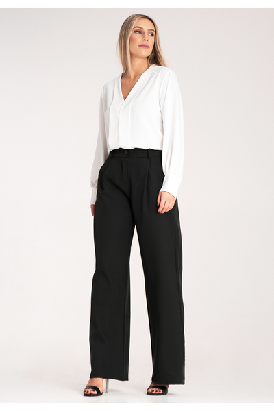 Figl Elegant High Waisted Pants - High Waisted Wide Leg Pants - Black Pants M1129 L/XL