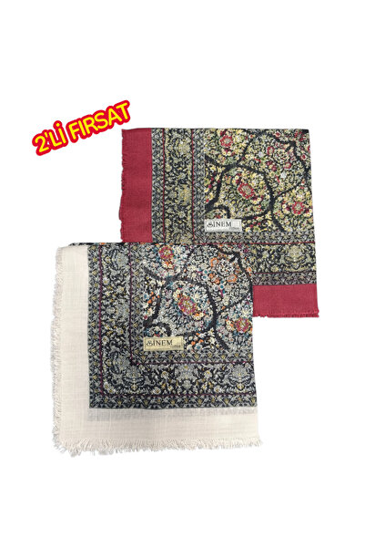 SİNEM EŞARP Etnik Desen Flamlı Yazma | Retro Desen