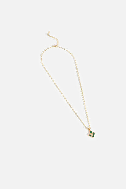 AKSWSUAR Yonca motifli zincir kolye