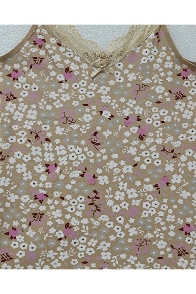 Modamorfo Lace Patterned Tank Top with Rope Straps - Mink