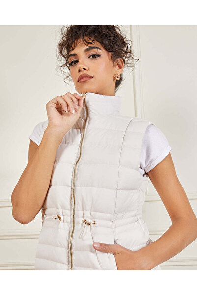 REDTAG Women Ivory Sleeveless Puffer Jacket