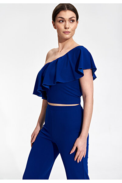 Figl Women's high waist wide leg pants - elegant ladies' trousers sapphire M874 size M