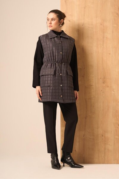 FTZ WOMEN Women's Shiny Quilted Vest Smoked 31256