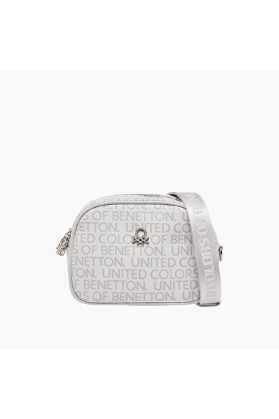 United Colors of Benetton UCB Logo Print Crossbody Bag with Adjustable Strap