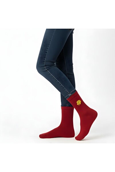 AYDK Unisex Vibrant Red Lion Logo Corded Fabric Cotton Casual Socks