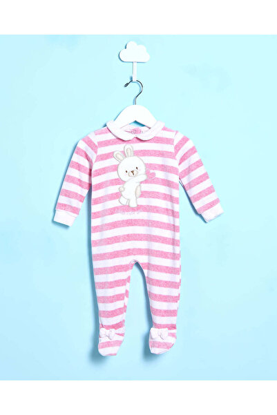 REDTAG بدلة نوم مخططة من المخمل باللون الوردي الفاتح