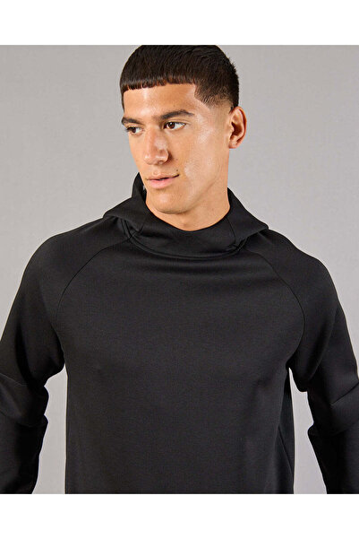 REDTAG Men Black Hooded Sweatshirt