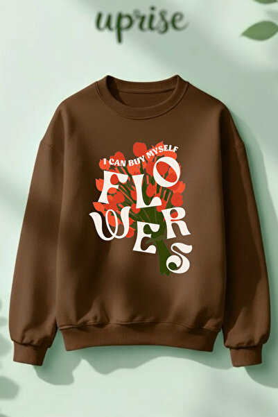 Vordevia Hanorac Flowers cu imprimeu Cotton 3 Thread B guler rotund O supradi...