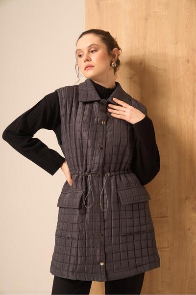 FTZ WOMEN Women's Shiny Quilted Vest Smoked 31256